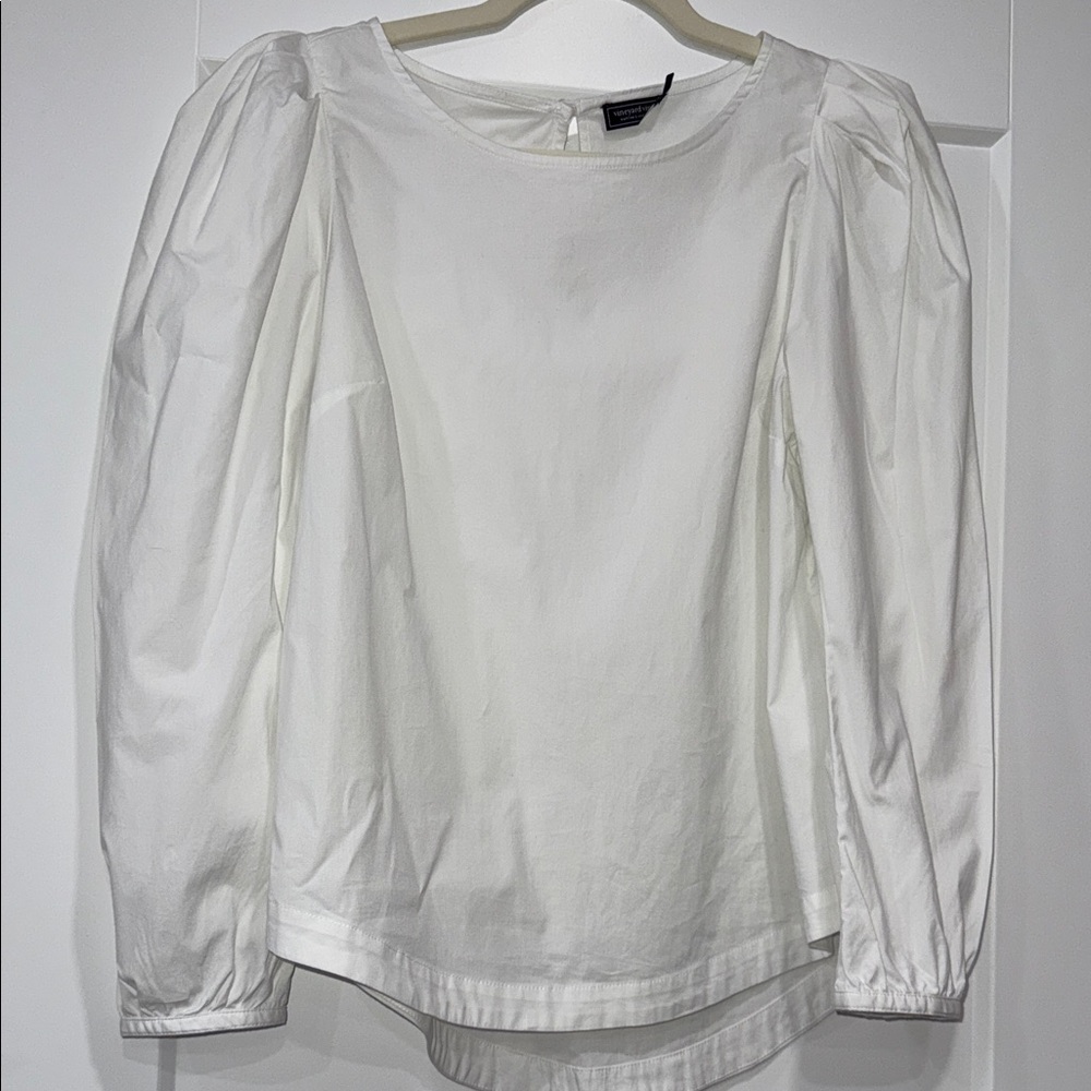 Vineyard Vines White Women's Blouse with Puff Sleeves